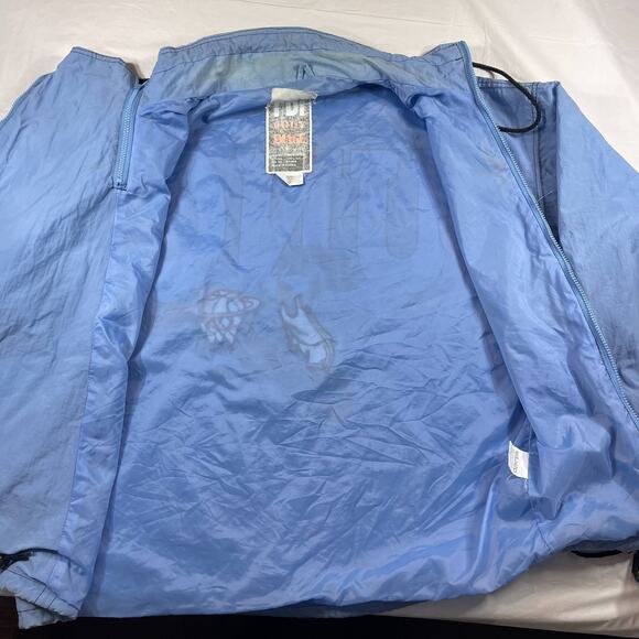 Vintage UNC Tar Heels Bugs Bunny Looney Tunes Jacket Blue 100% Nylon 90s Size L - Picture 7 of 16